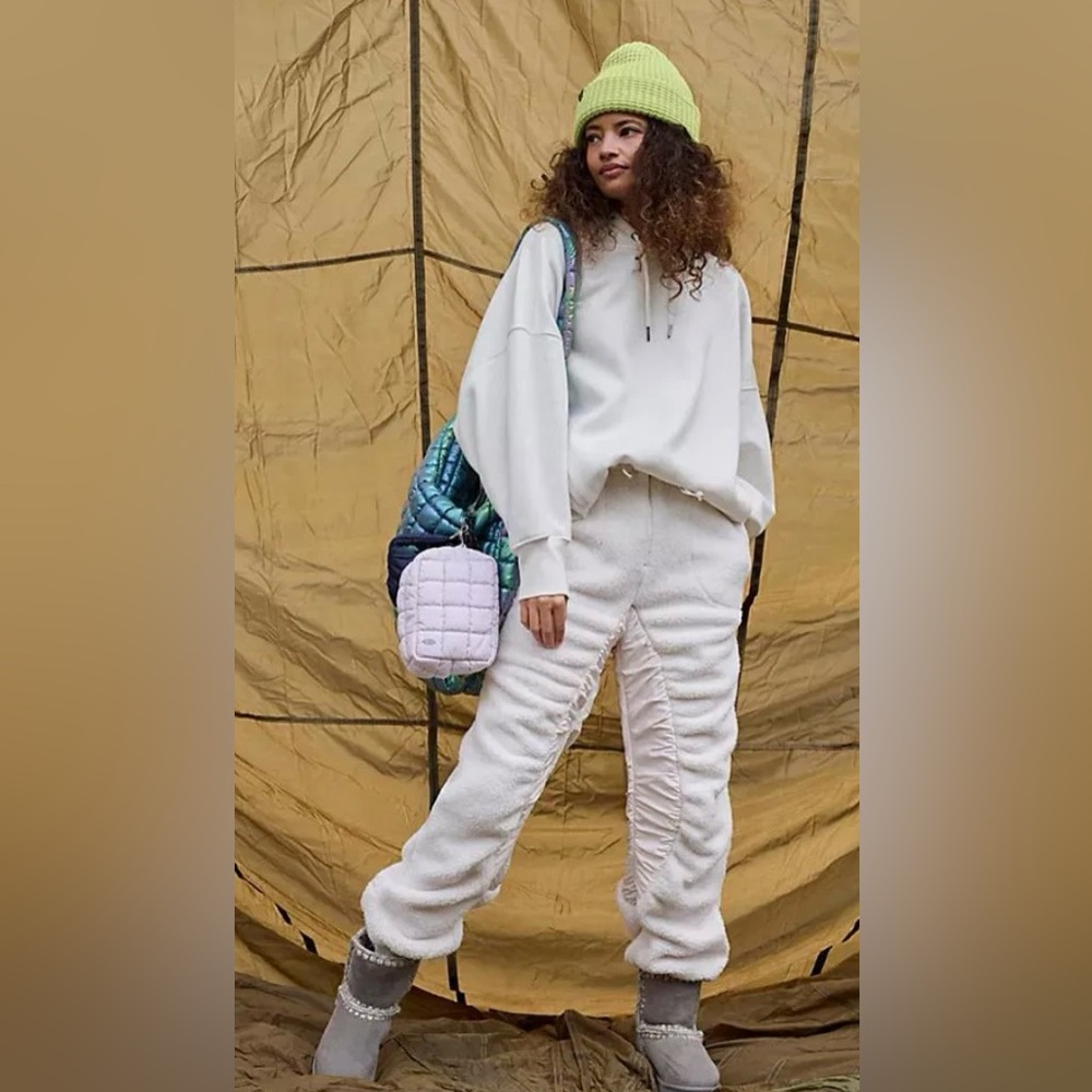 Free People X FP Movement Sundown Fleece Pants in Ivory NWT